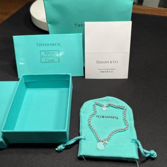 Tiffany Heart Enamel Bead Sterling Silver Bracelet - Picture 3 of 5